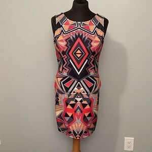 Orange & Black Aztec Print Mini Dress